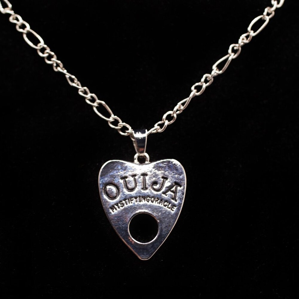 Handmade Silvertone "Mystifying Oracle" Ouija Planchette Necklace, New